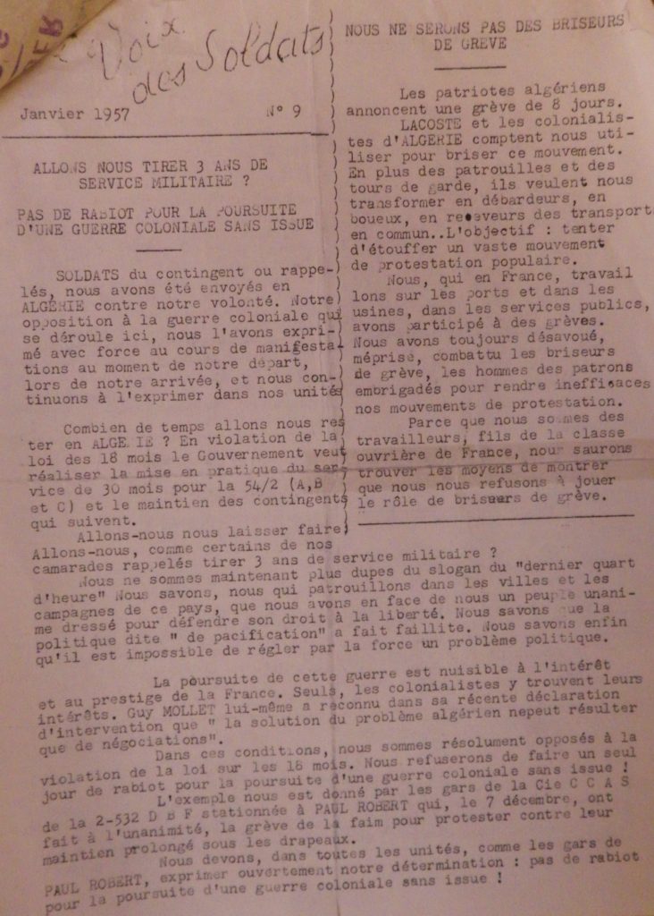 "La Voix des soldats" n°9, janvier 1957.